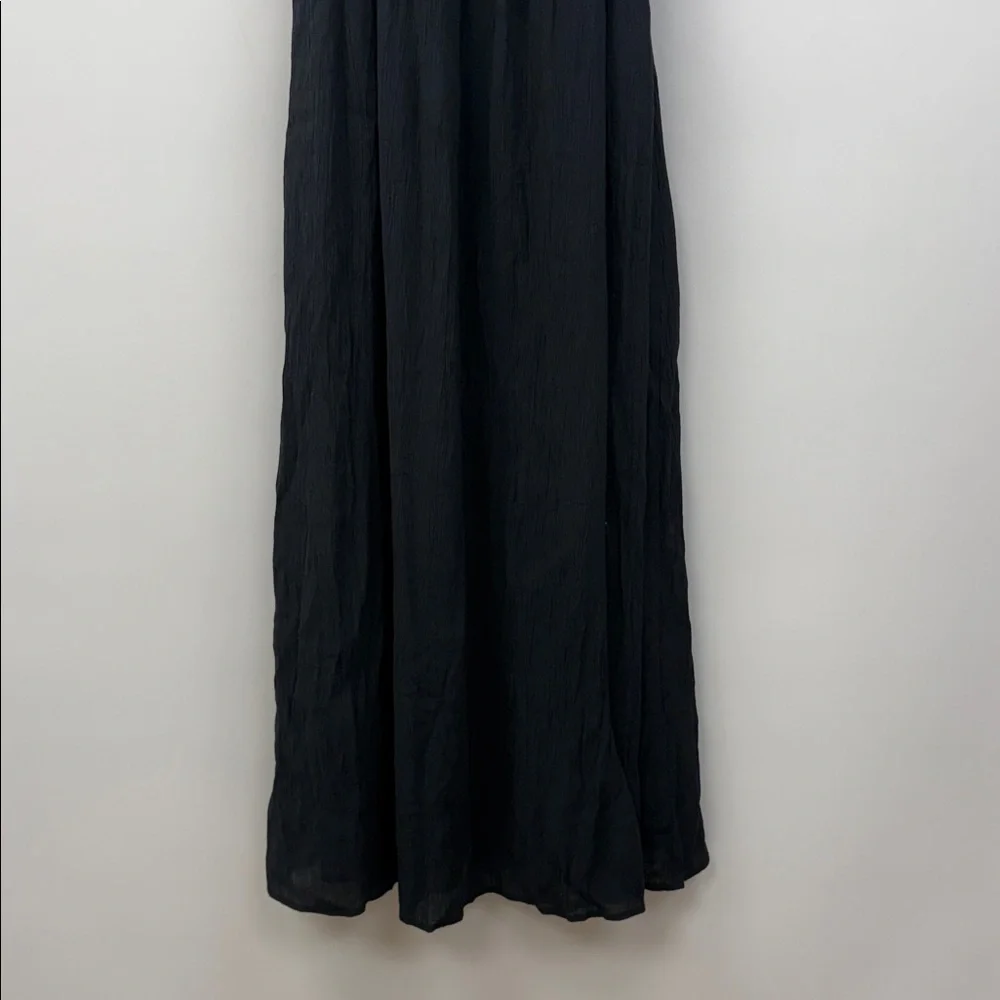 Abercrombie & Fitch Woven Plunge V-Neck Sleeveless Tiered Maxi Dress Black Small